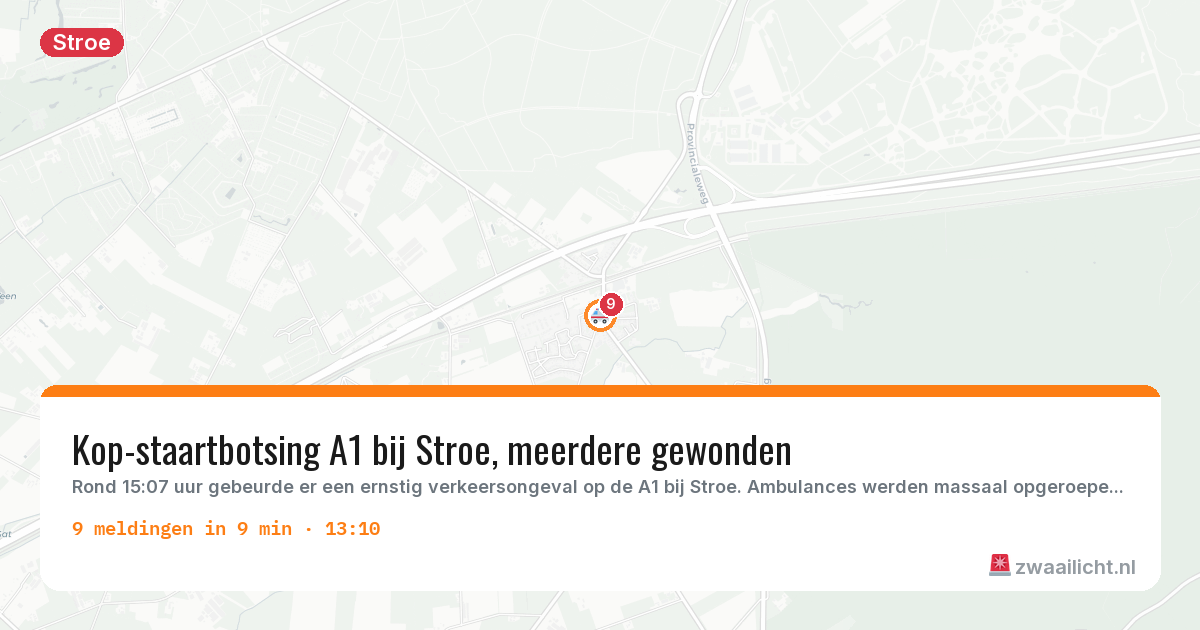 Kaart van de activiteitspiek bij Stroe