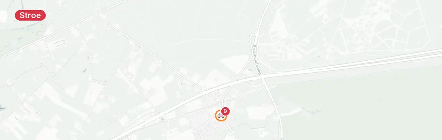 Kaart van Kop-staartbotsing A1 bij Stroe, meerdere gewonden