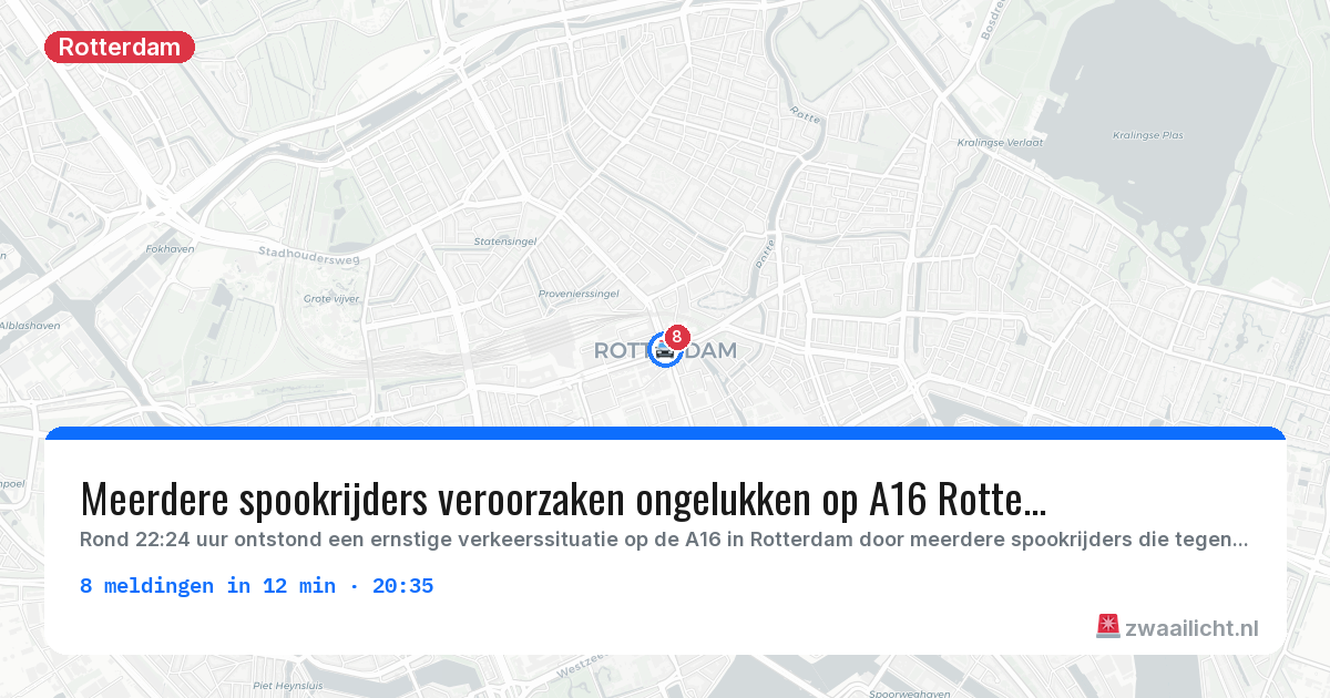 Kaart van de activiteitspiek bij Rotterdam