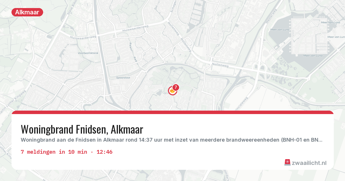 Kaart van de activiteitspiek bij Alkmaar
