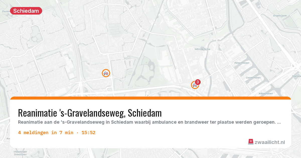 Kaart van de activiteitspiek bij Schiedam