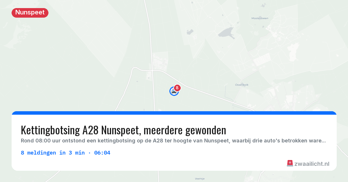 Kaart van de activiteitspiek bij Nunspeet