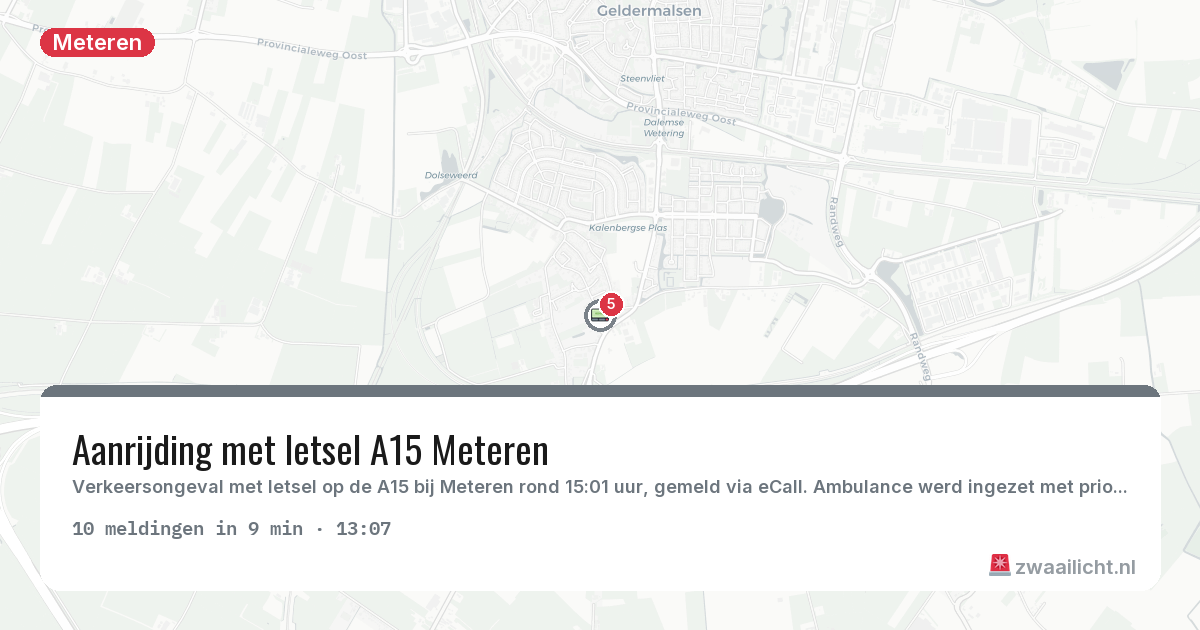 Kaart van de activiteitspiek bij Meteren