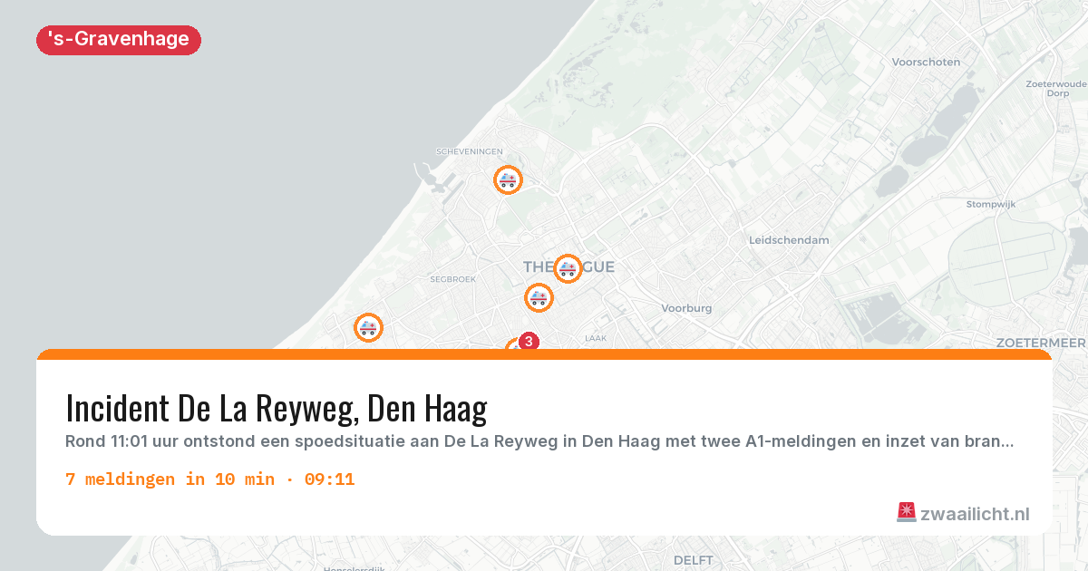 Kaart van de activiteitspiek bij 's-Gravenhage