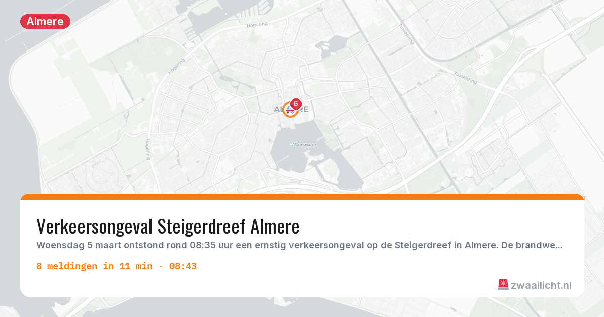 Kaart van de activiteitspiek bij Almere