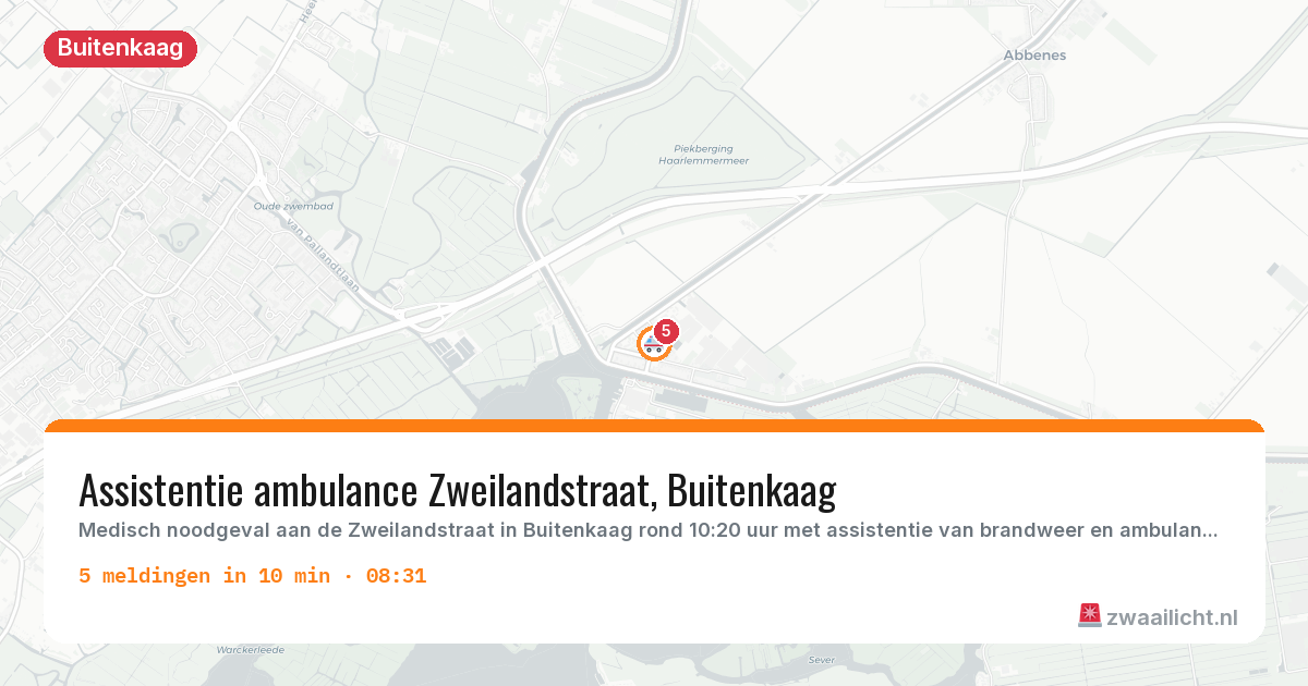Kaart van de activiteitspiek bij Buitenkaag