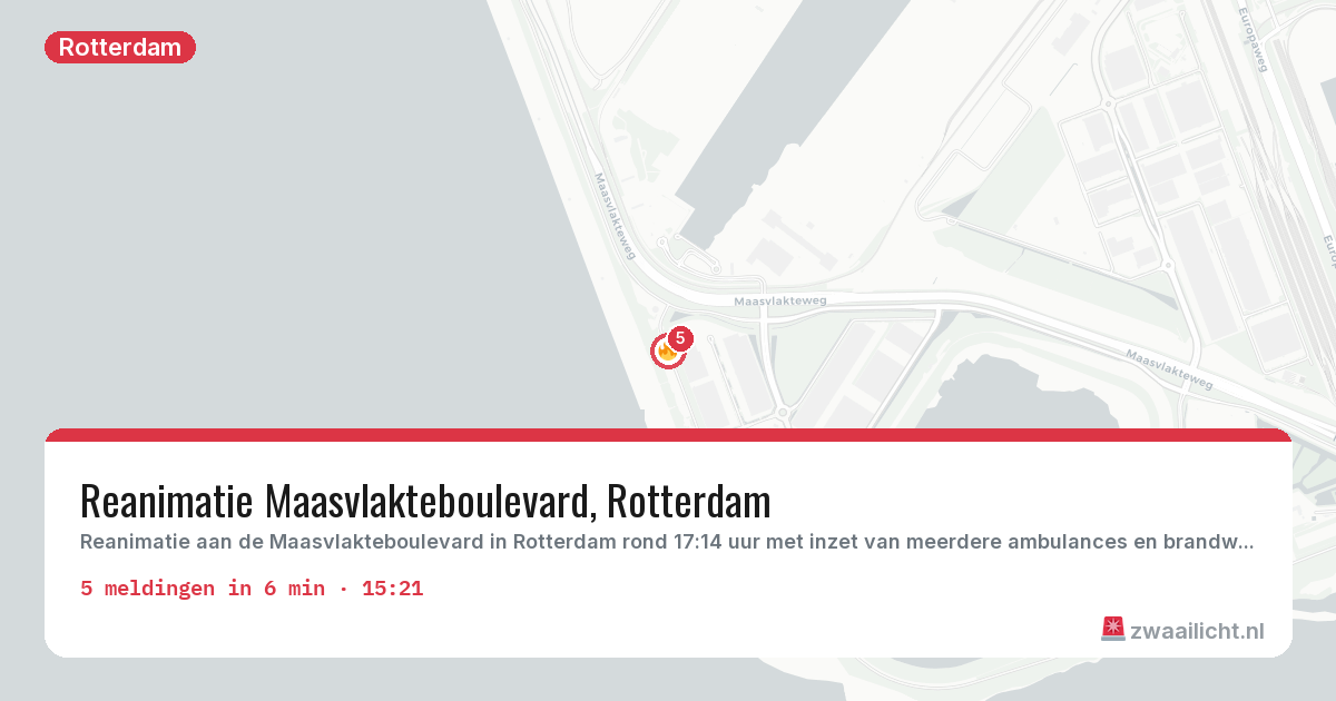 Kaart van de activiteitspiek bij Rotterdam