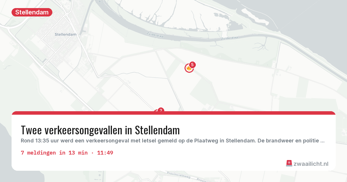 Kaart van de activiteitspiek bij Stellendam