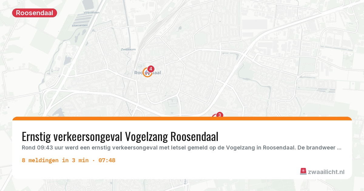 Kaart van de activiteitspiek bij Roosendaal