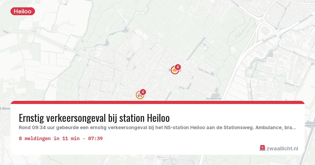 Kaart van de activiteitspiek bij Heiloo