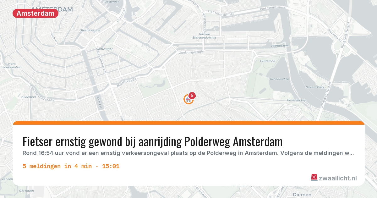 Kaart van de activiteitspiek bij Amsterdam