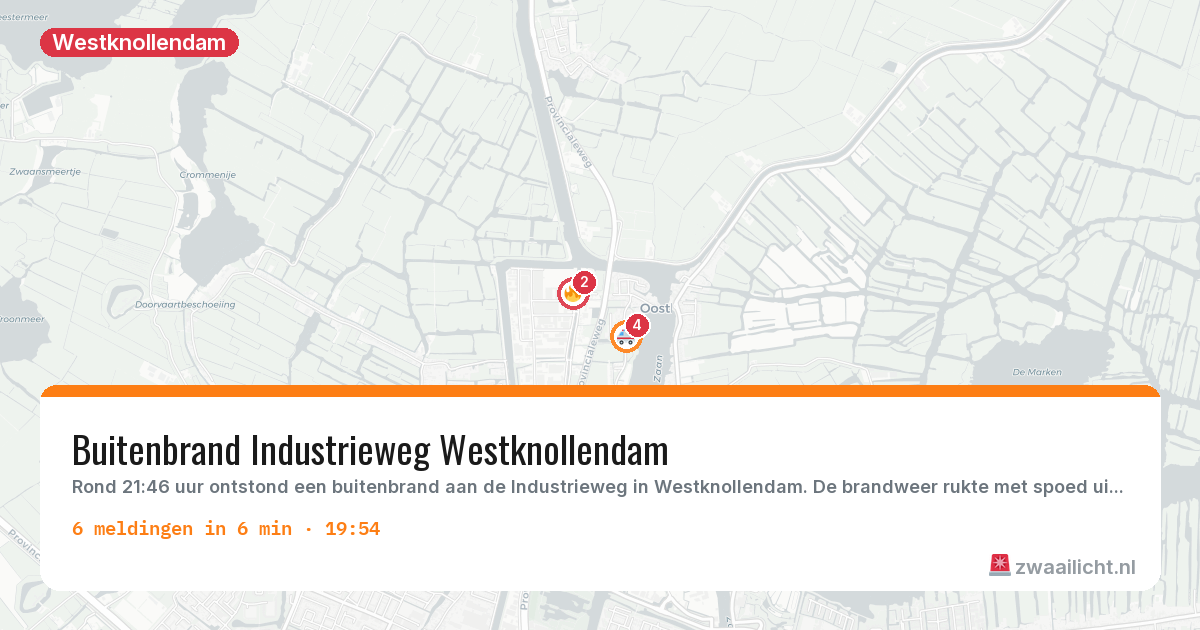 Kaart van de activiteitspiek bij Westknollendam