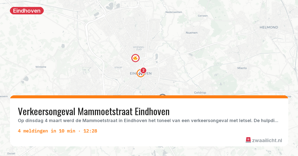Kaart van de activiteitspiek bij Eindhoven