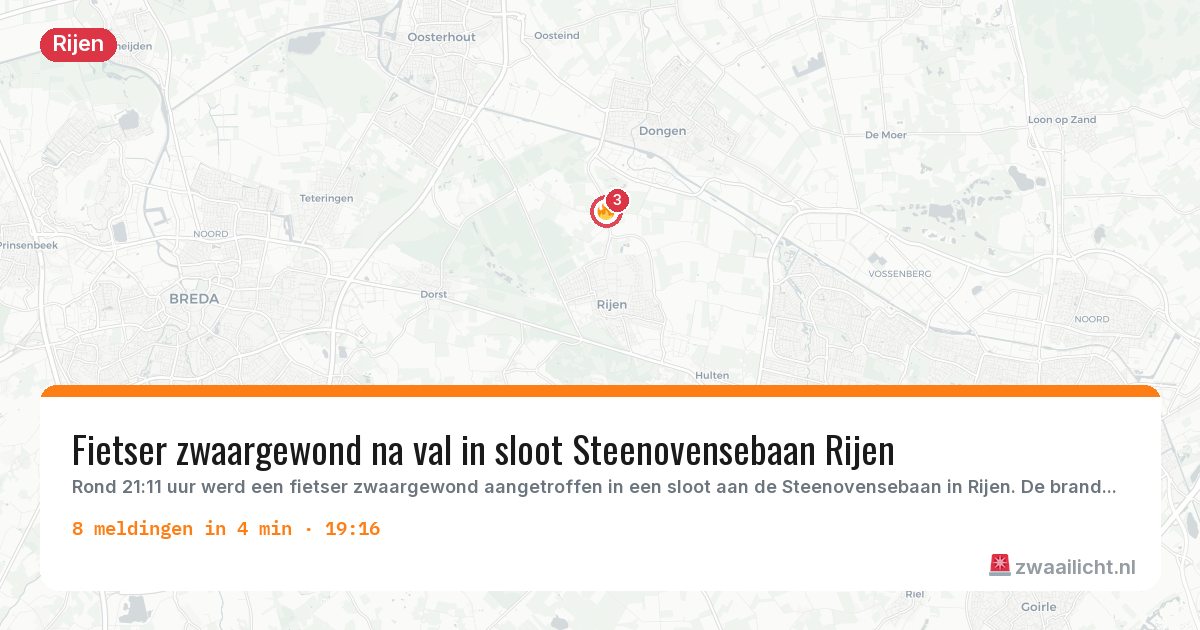 Kaart van de activiteitspiek bij Rijen