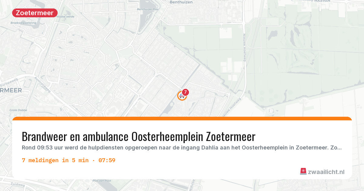 Kaart van de activiteitspiek bij Zoetermeer