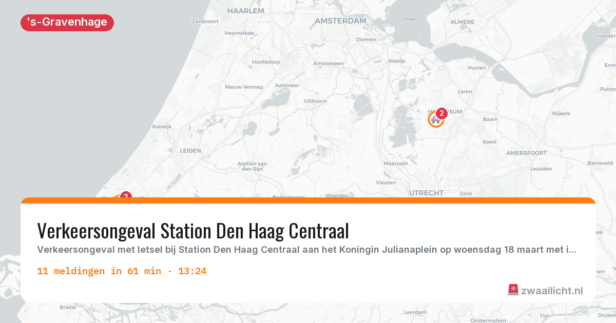 Kaart van de activiteitspiek bij 's-Gravenhage