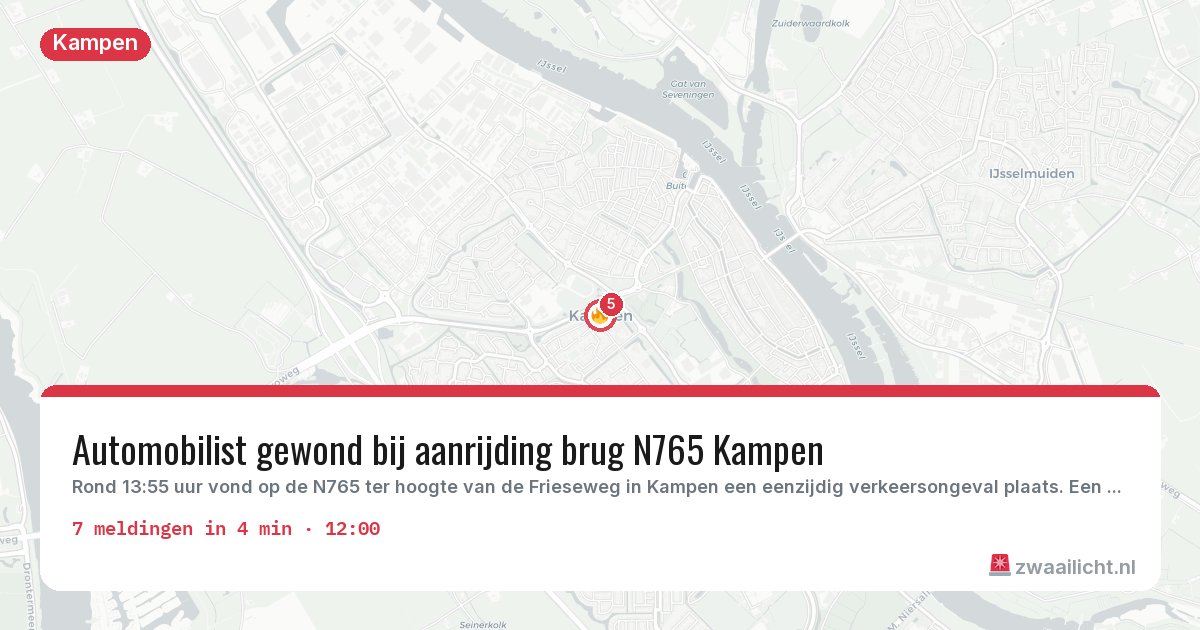 Kaart van de activiteitspiek bij Kampen
