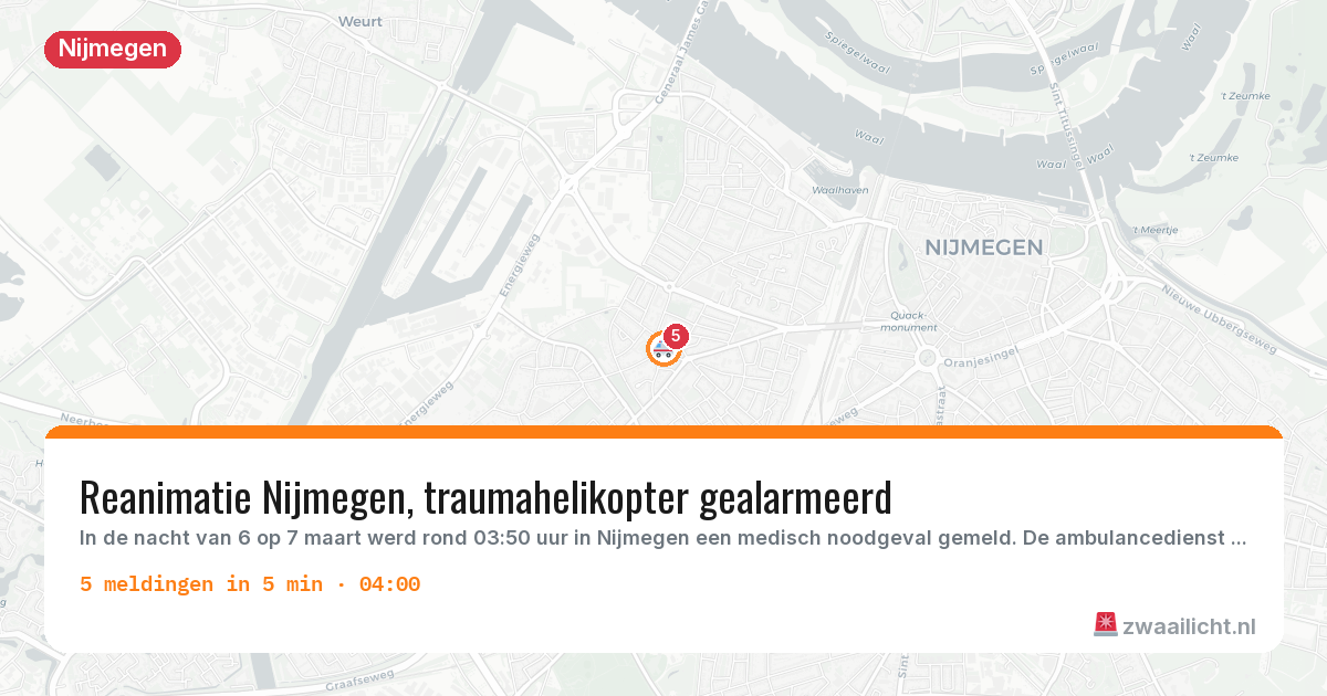 Kaart van de activiteitspiek bij Nijmegen