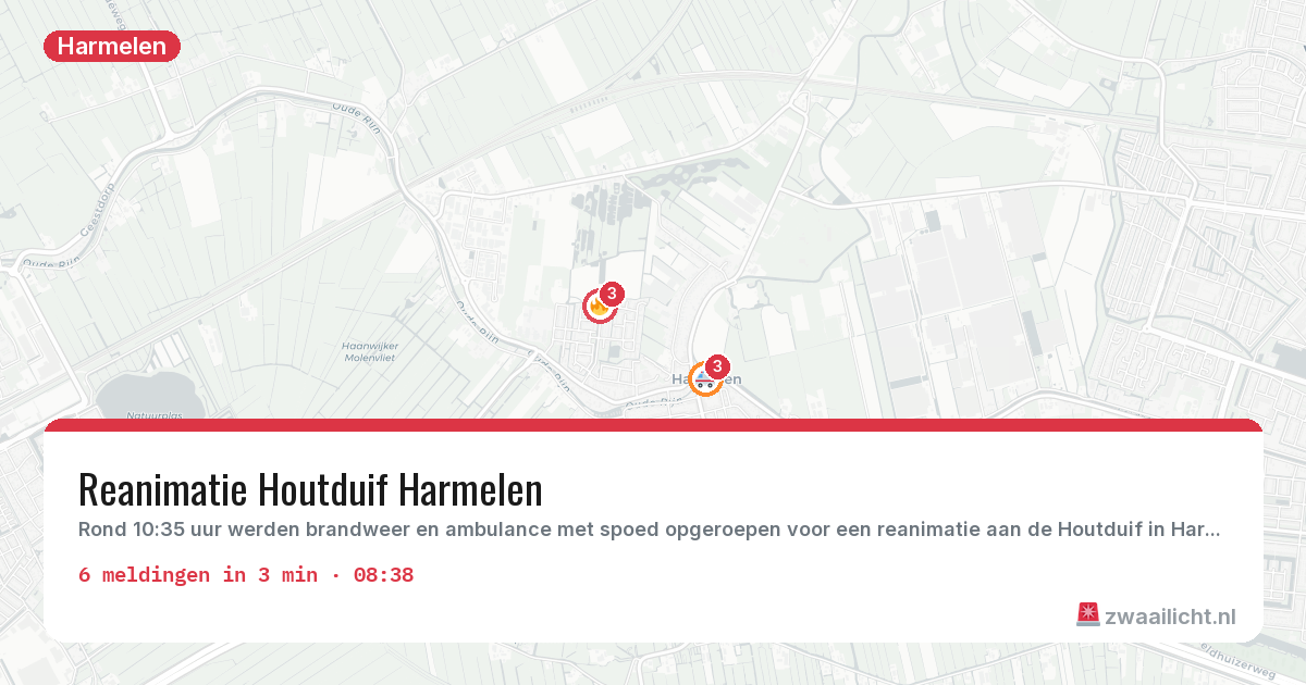 Kaart van de activiteitspiek bij Harmelen
