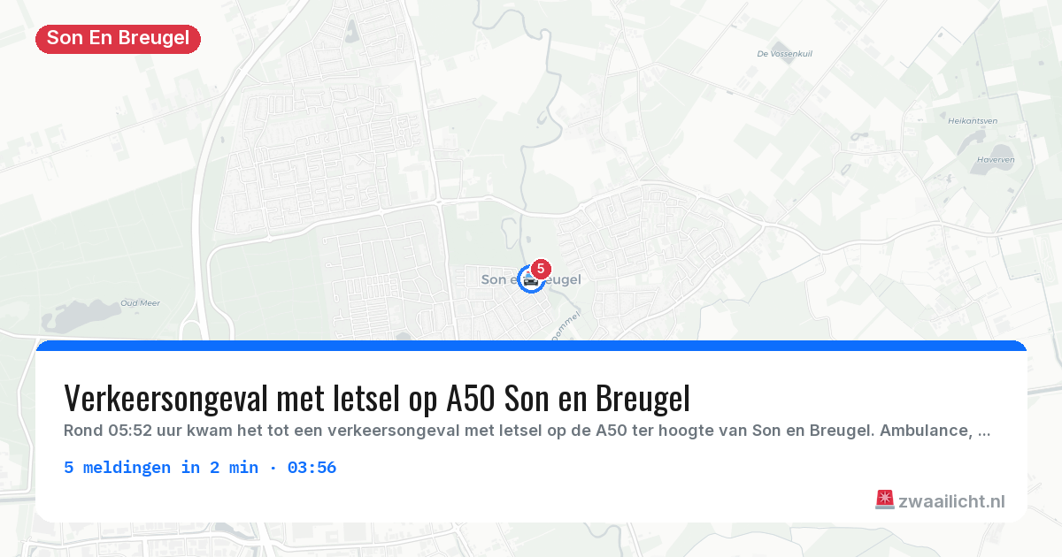 Kaart van de activiteitspiek bij Son En Breugel
