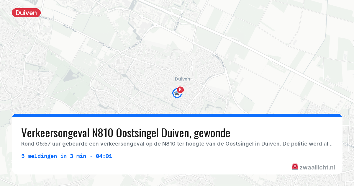 Kaart van de activiteitspiek bij Duiven