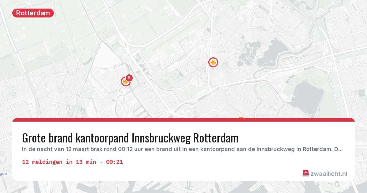 Kaart van de activiteitspiek bij Rotterdam