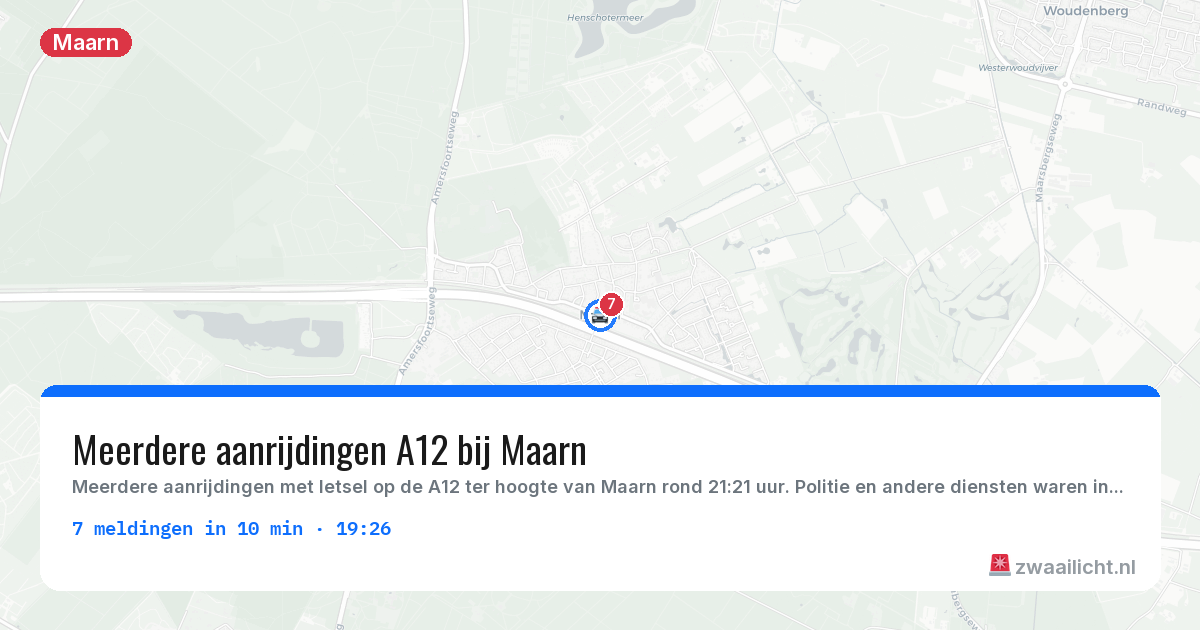 Kaart van de activiteitspiek bij Maarn