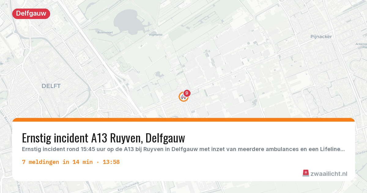 Kaart van de activiteitspiek bij Delfgauw