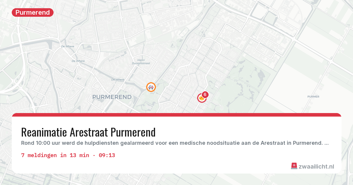 Kaart van de activiteitspiek bij Purmerend