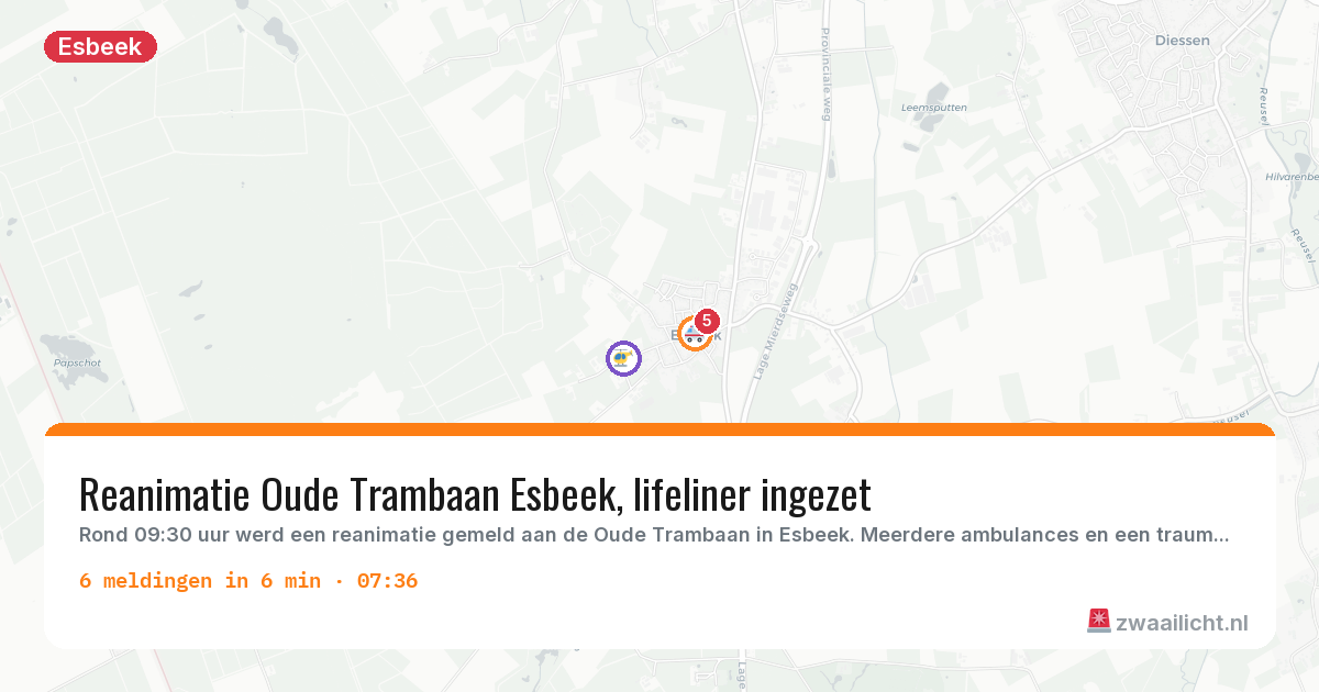 Kaart van de activiteitspiek bij Esbeek