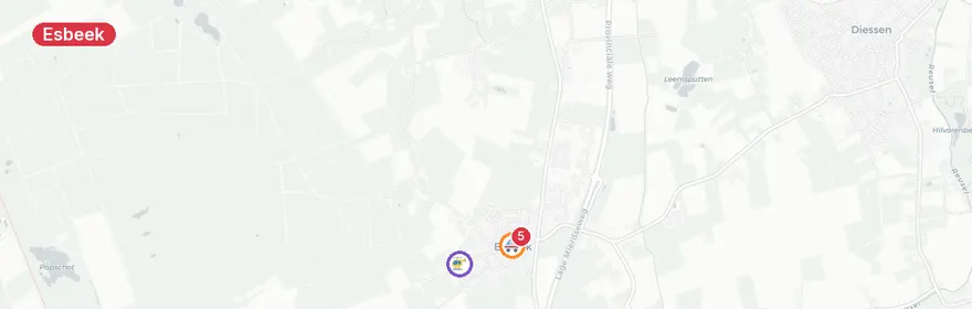 Kaart van Reanimatie Oude Trambaan Esbeek, lifeliner ingezet