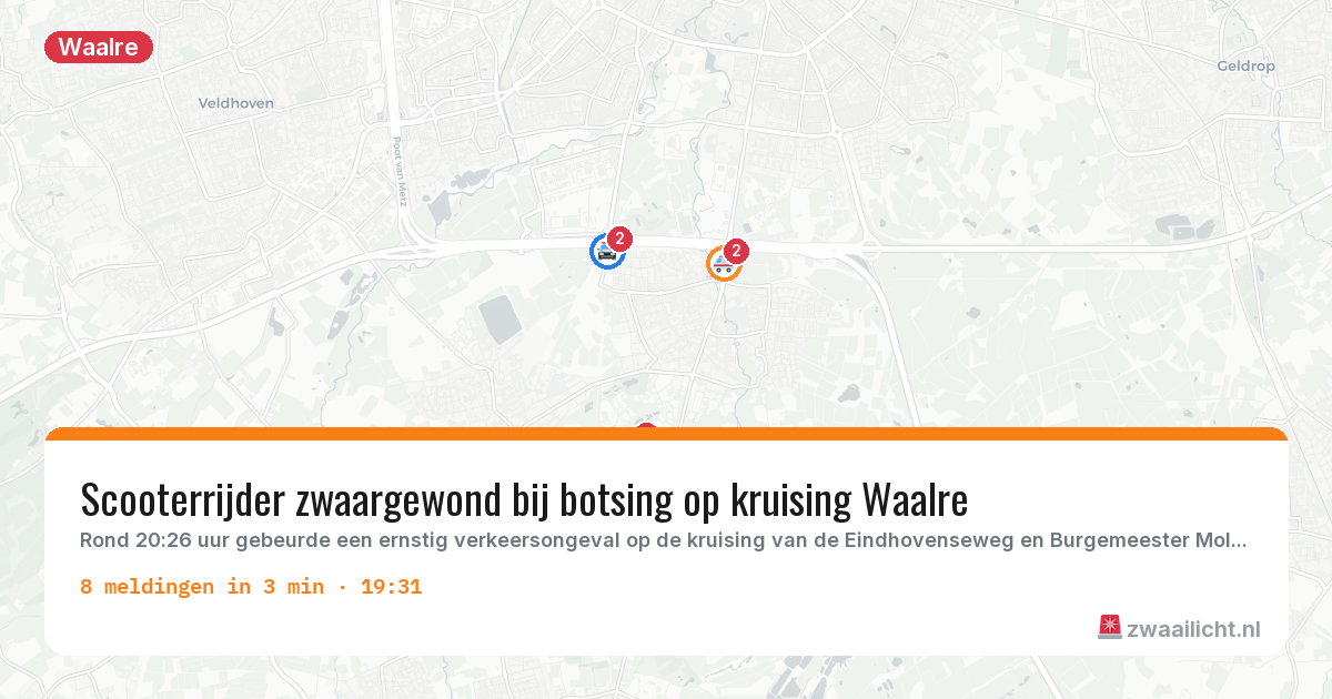 Kaart van de activiteitspiek bij Waalre