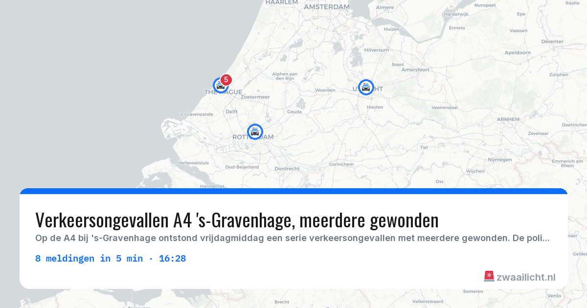 Kaart van de activiteitspiek bij Politie
