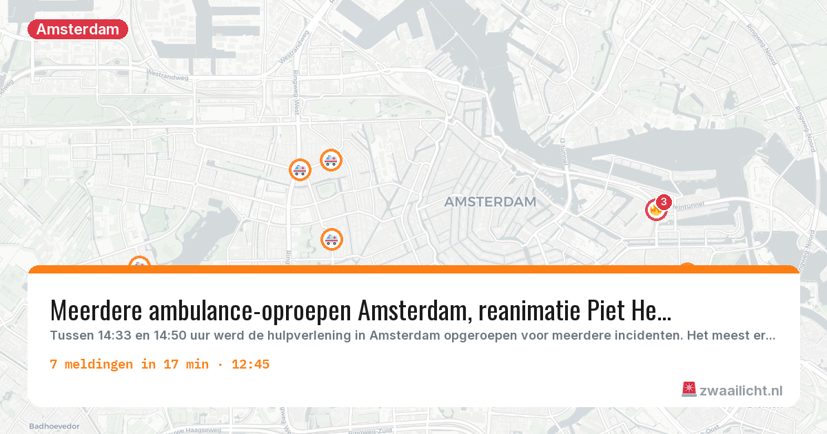 Kaart van de activiteitspiek bij Amsterdam