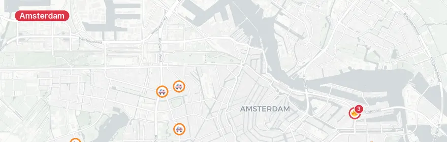 Kaart van Meerdere ambulance-oproepen Amsterdam, reanimatie Piet He...