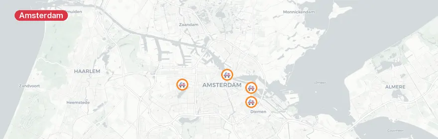 Kaart van Brand op AMC-ziekenhuis Amsterdam