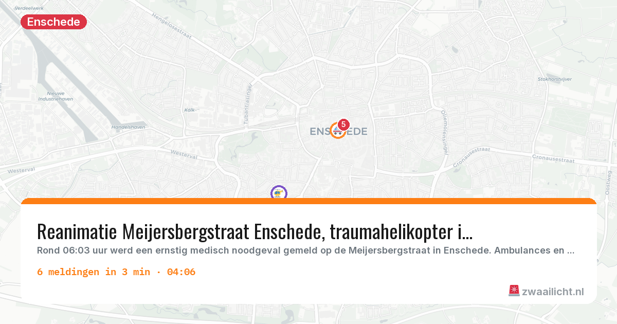 Kaart van de activiteitspiek bij Enschede