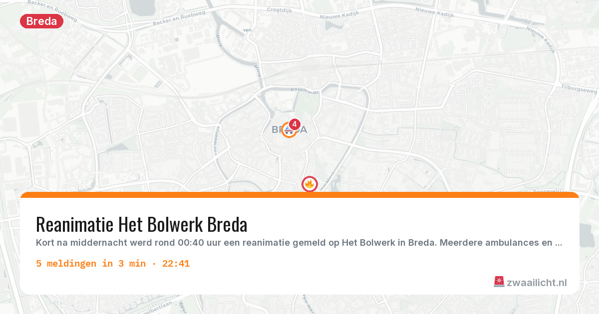 Kaart van de activiteitspiek bij Breda