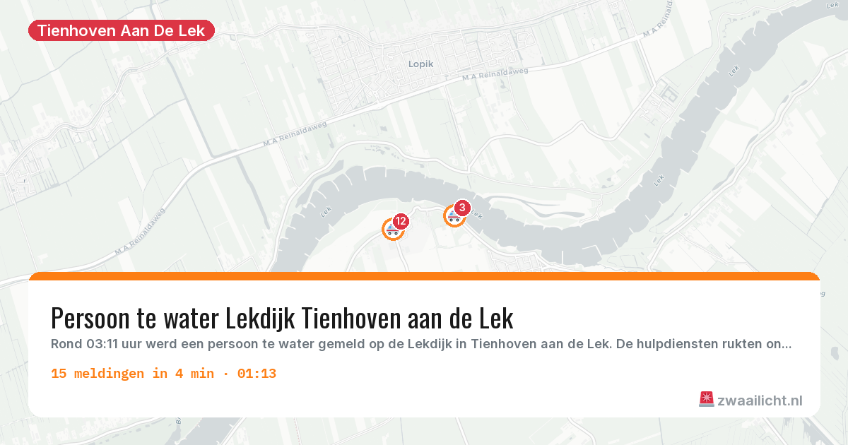 Kaart van de activiteitspiek bij Tienhoven Aan De Lek