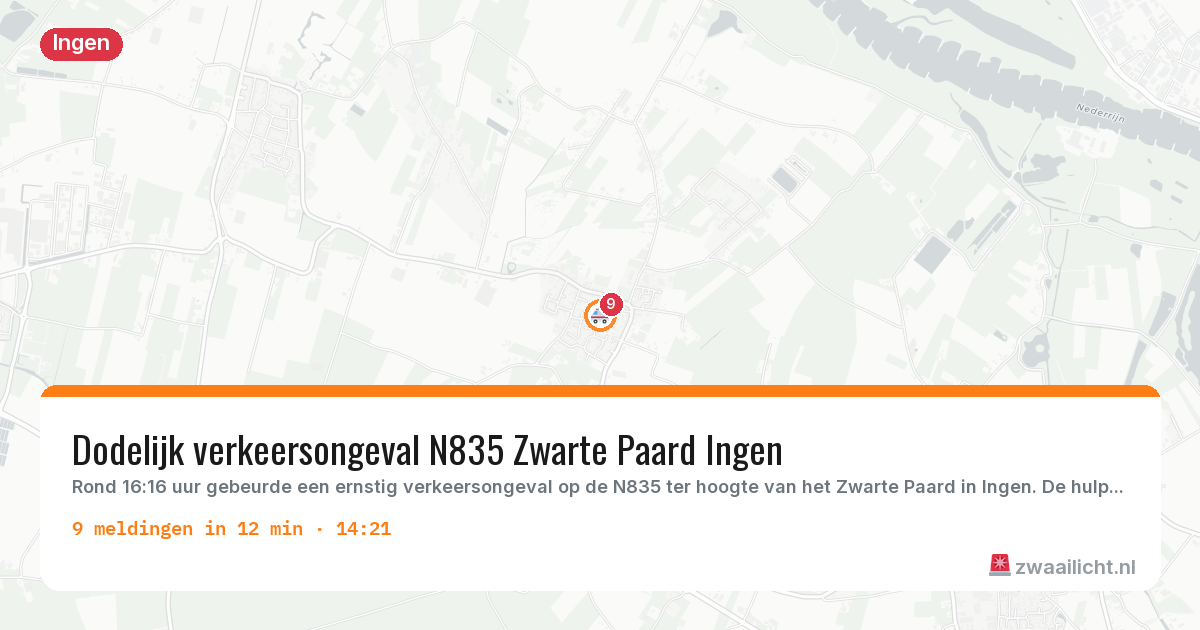 Kaart van de activiteitspiek bij Ingen