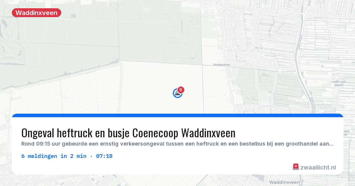 Kaart van de activiteitspiek bij Waddinxveen