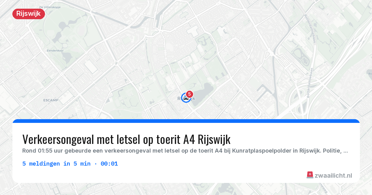 Kaart van de activiteitspiek bij Rijswijk