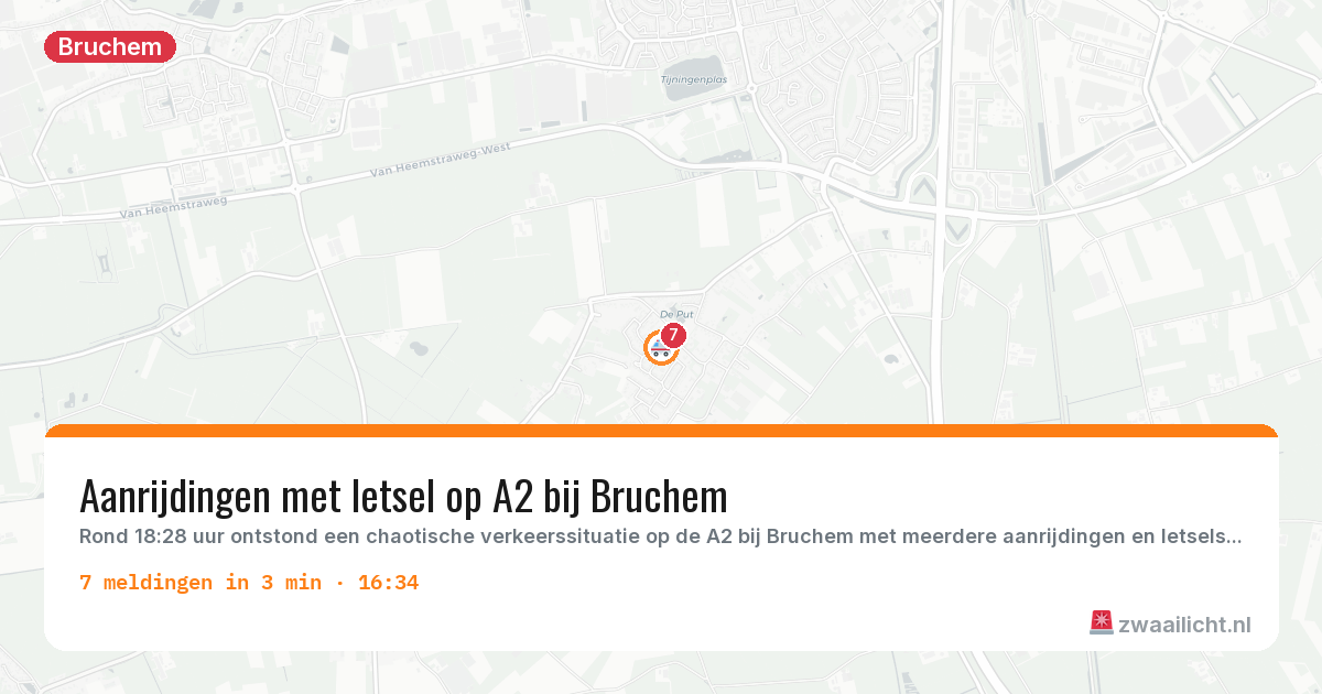 Kaart van de activiteitspiek bij Bruchem