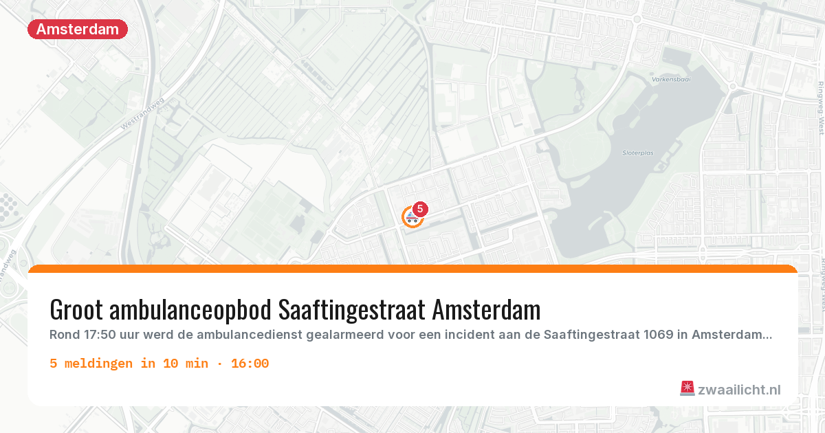 Kaart van de activiteitspiek bij Amsterdam