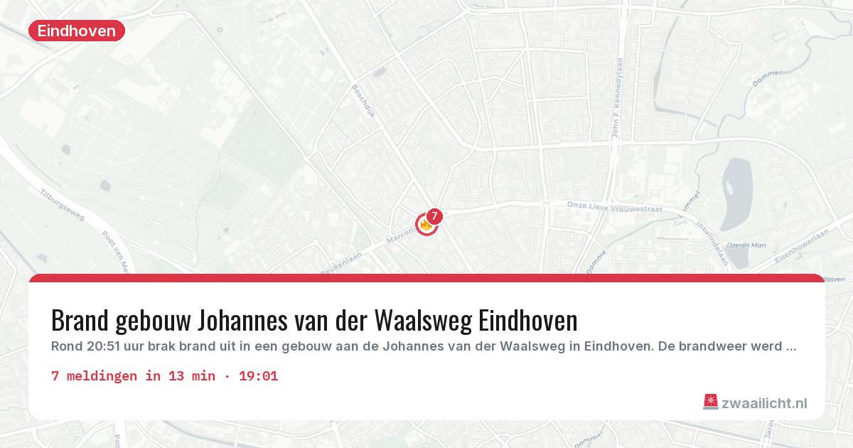 Kaart van de activiteitspiek bij Eindhoven