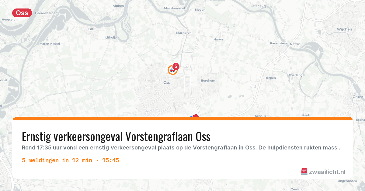 Kaart van de activiteitspiek bij Oss