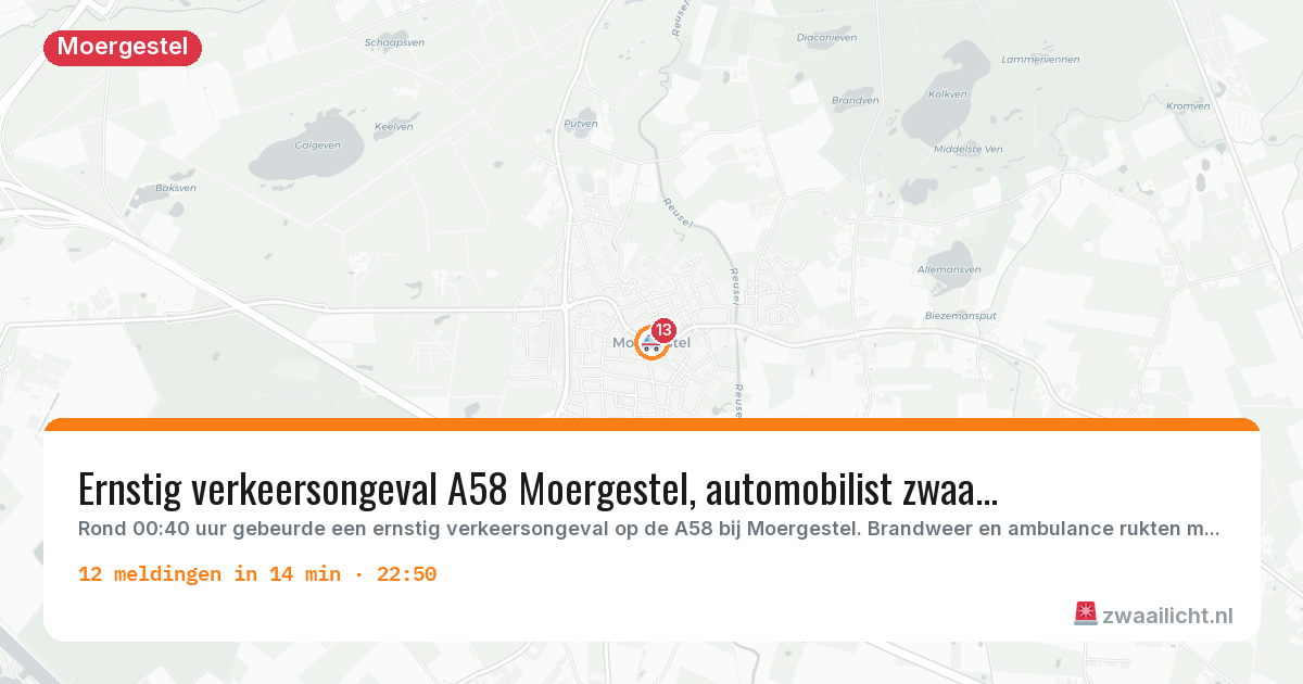 Kaart van de activiteitspiek bij Moergestel