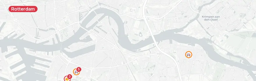Kaart van Meerdere ambulance-inzetten in Rotterdam