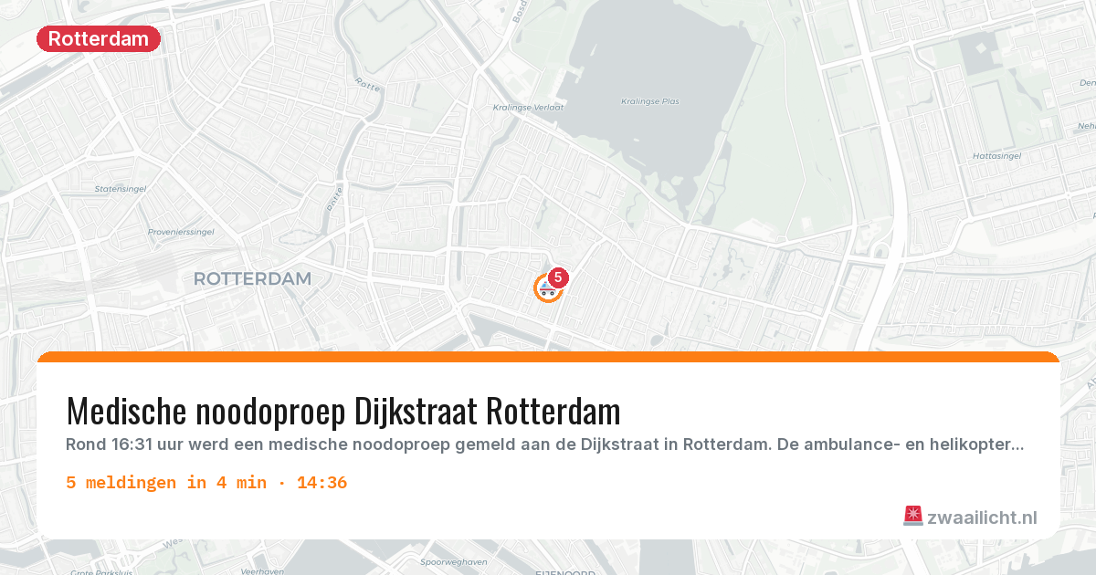 Kaart van de activiteitspiek bij Rotterdam