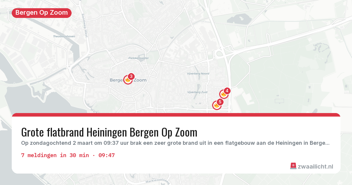 Kaart van de activiteitspiek bij Bergen Op Zoom